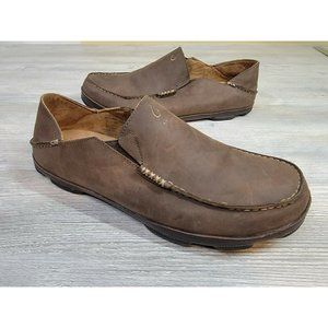 OluKai MOLOA Men's Brown Leather Slip On Shoe Sz 47/14